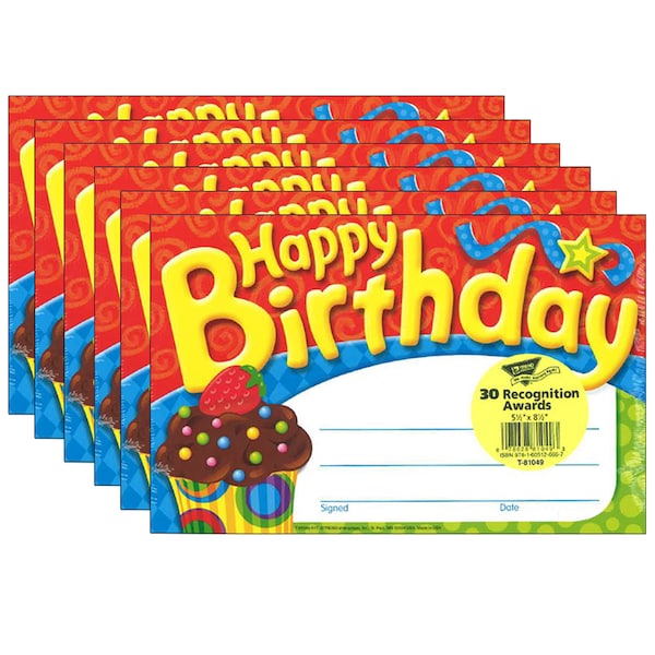 Trend Enterprises Happy Birthday The Bake Shop Recognition Awards, 30 Per Pack, PK6 T81049 - main